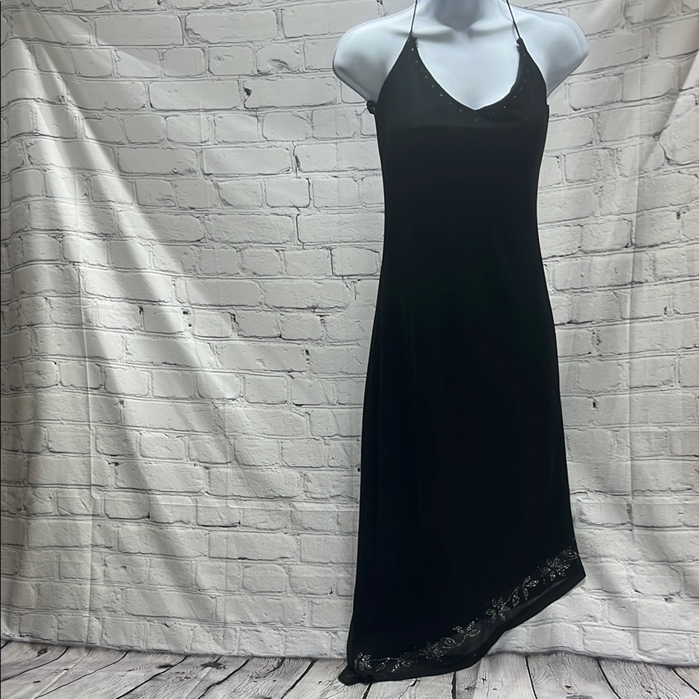 Byer Too!  Black Halter with floral bling Dress